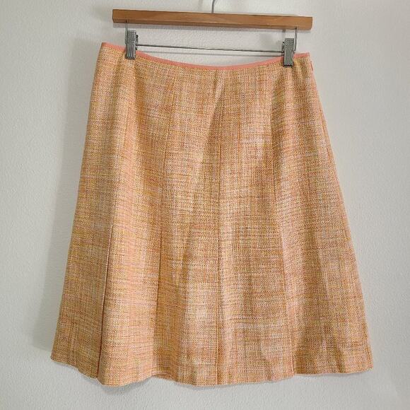 Pendleton Dresses & Skirts - Pendleton Tweed Orange Peach 100% Silk Pleated Zip Petite Skirt Size 10